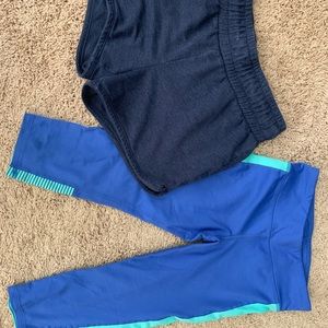 Navy shorts and athletic pants